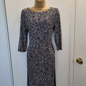 Ralph Lauren | Size 6 | Black White | Long sleeve Sheath Dress